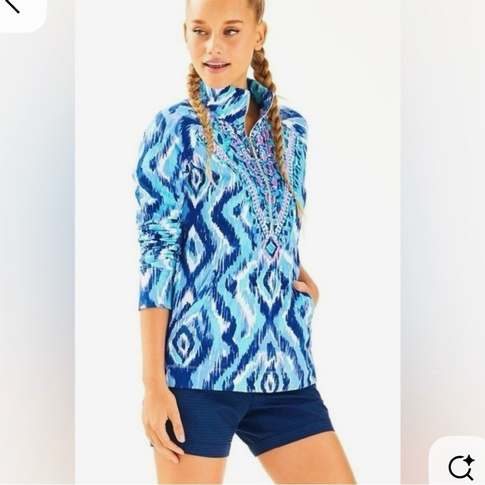 Lily Pulitzer UPF 50+ Skipper Popover Blue Swish Size Large NWT